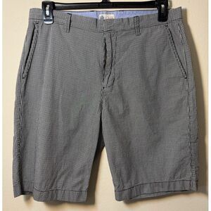 J.Crew Mens 34 Black White Gingham Plaid Rivington Shorts Flat Front Cotton